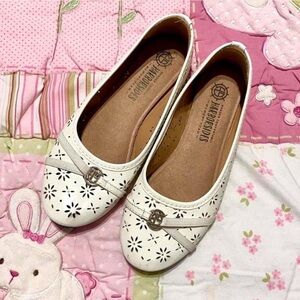 Hush Puppies Cream Ballet Flats with Floral Cutouts